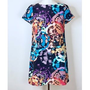 GOLD BY GILES SILK Psychedelic Rose Sheath Dress